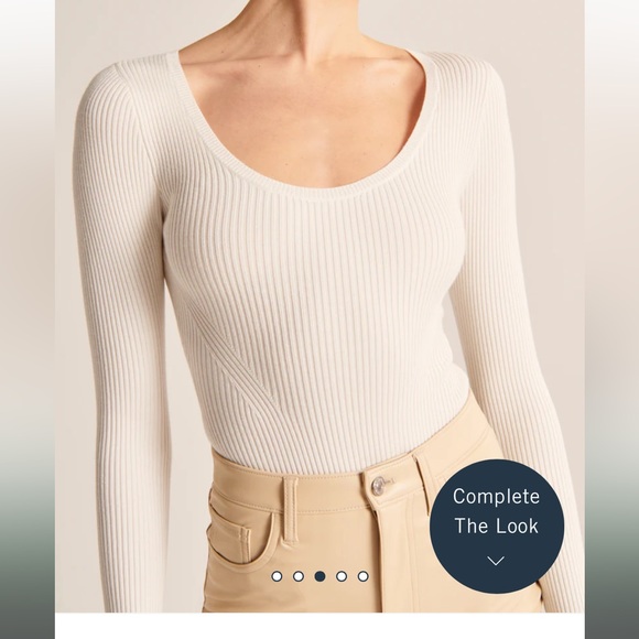 Abercrombie Long-Sleeve Squareneck Sweater Bodysuit - Picture 3 of 7